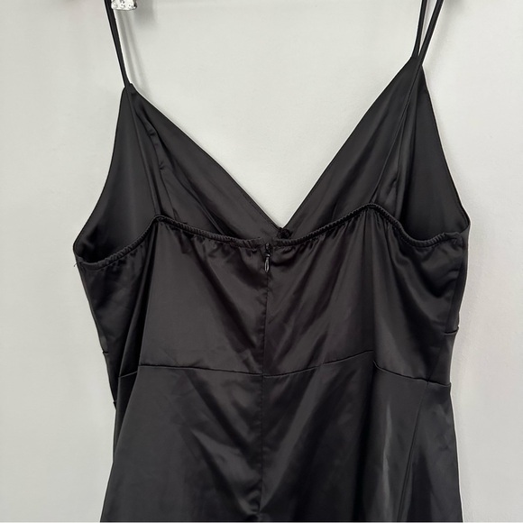 Deductions Black Satin Dress With Rose on Side Spaghetti straps - Picture 5 of 7